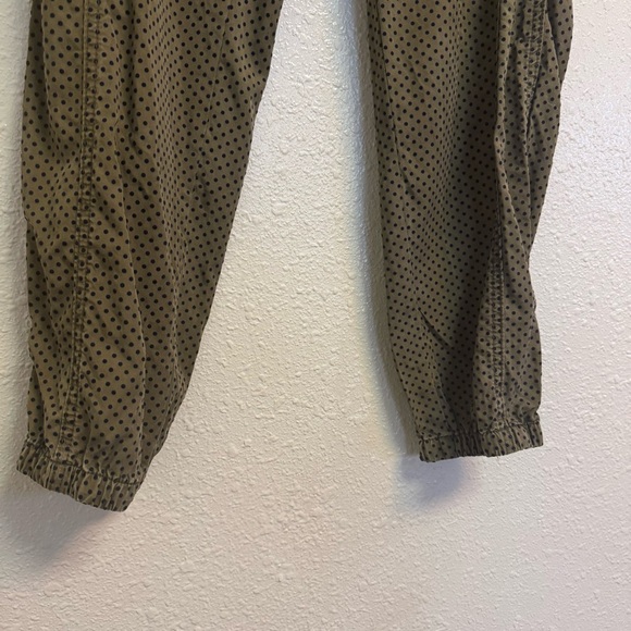 Anthropologie Flocked Joggers Olive Green Velvet Polka Dot - Picture 6 of 8